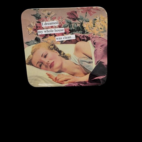 ANNE TANTOR Square Trinket Dish/Tray "I Dreamed My Whole House Was Clean - Picture 1 of 5